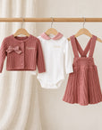 Completo 3 Pezzi: Gonna, Body e Golfino con ricamo personalizzato