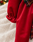Combinaison chenille de Noël Tartan vert avec broderie personnalisée
