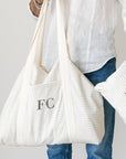 Set uomo borsa spiaggia + borsello a righe