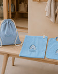 Set Completo Asilo (Bavaglino + Asciugamano + Sacca) con ricamo personalizzato