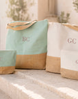 Set borsa + pochette tela di cotone e juta