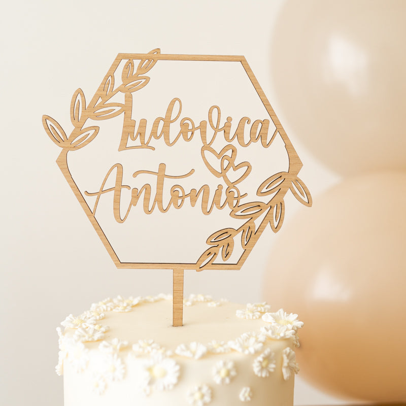 Cake Topper Matrimonio Personalizzato Esagonale