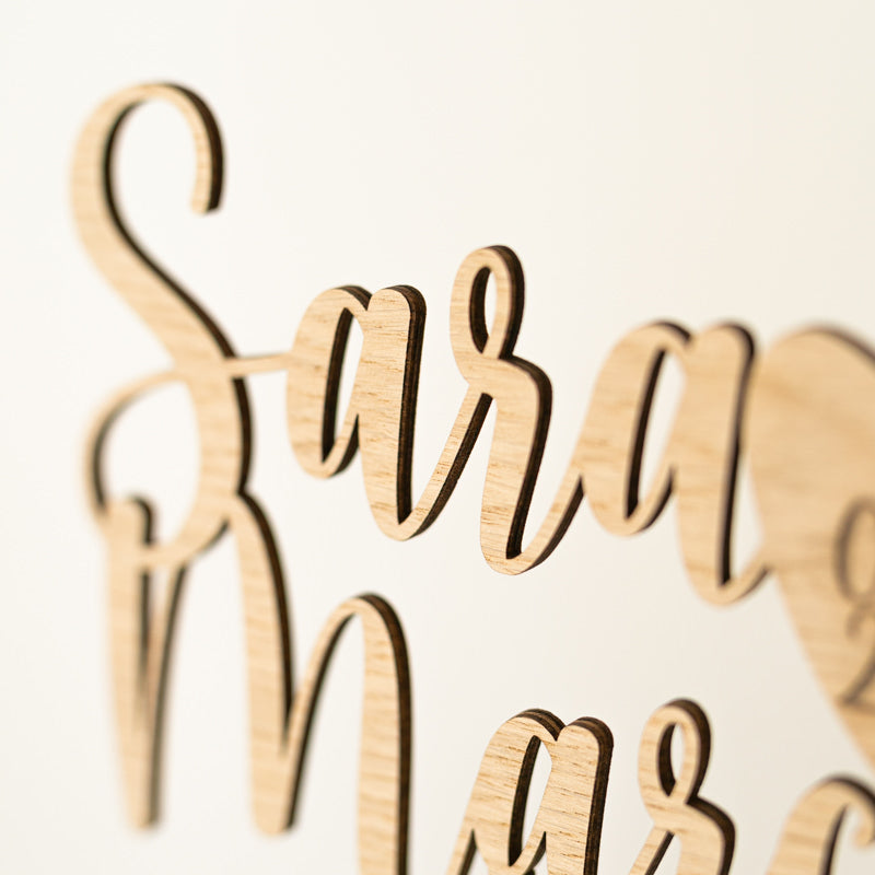 Cake Topper Matrimonio Personalizzato Nomi + Cuore e Data
