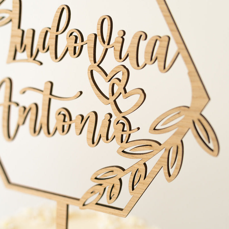 Cake Topper Matrimonio Personalizzato Esagonale
