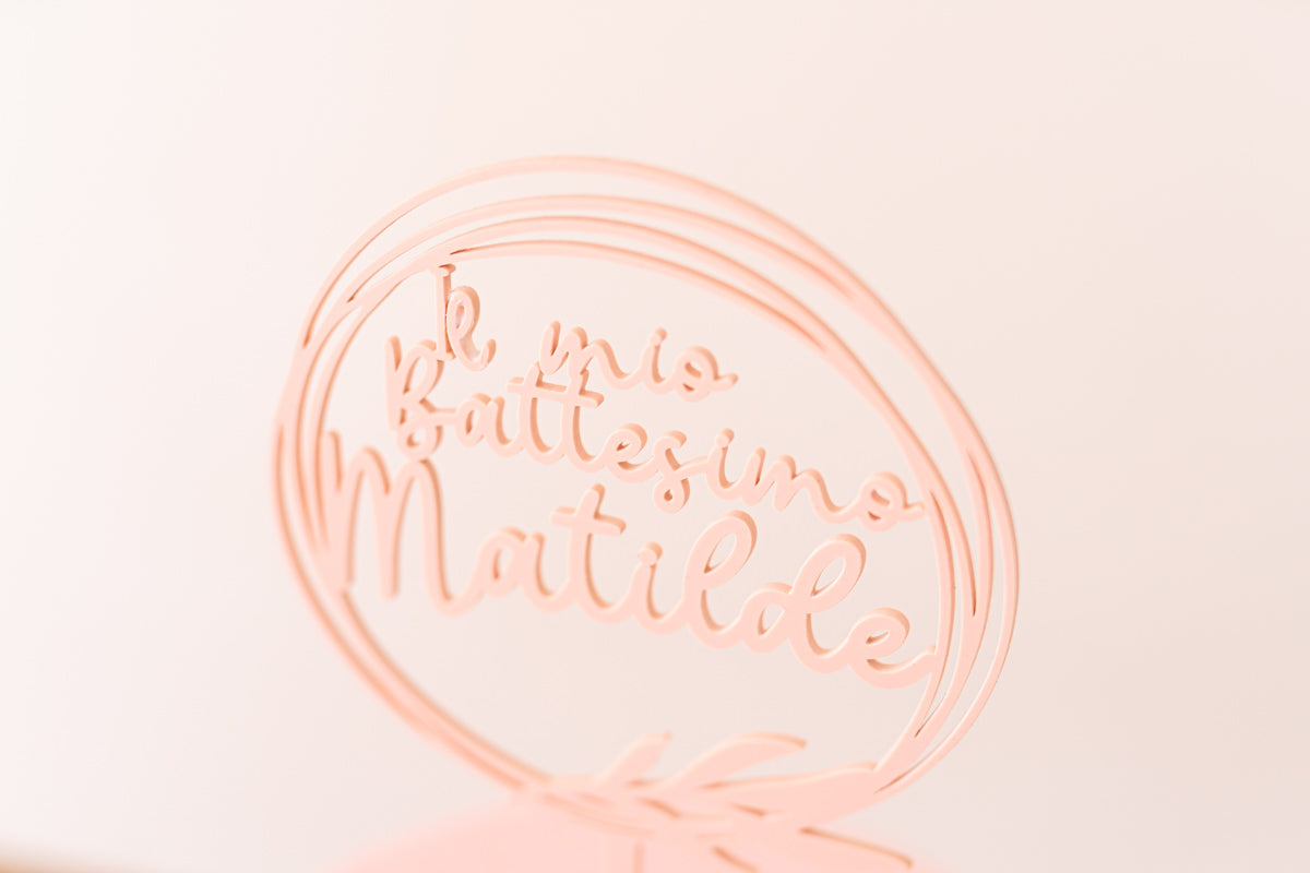 Cake Topper Battesimo Personalizzato Floreale