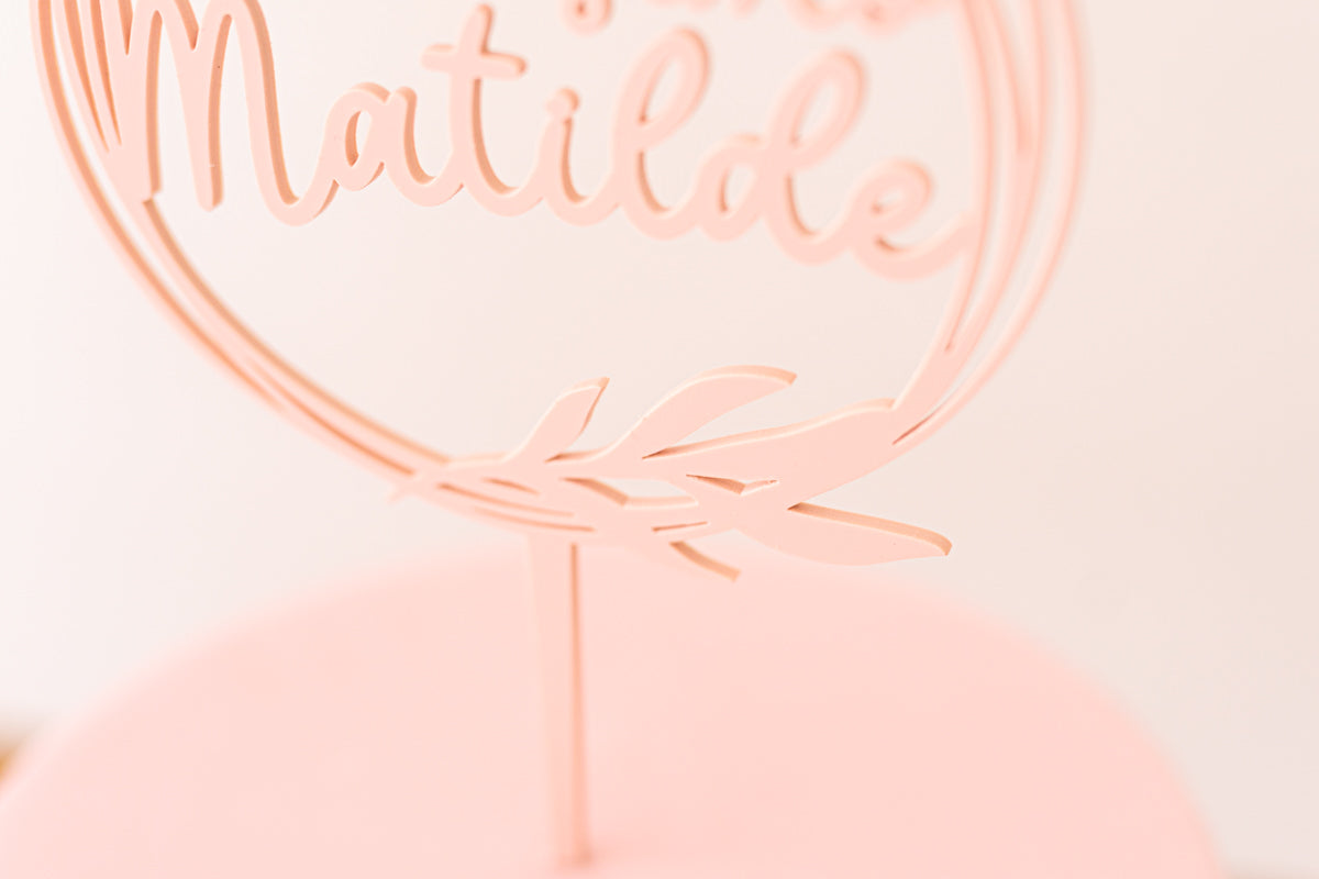 Cake Topper Battesimo Personalizzato Floreale