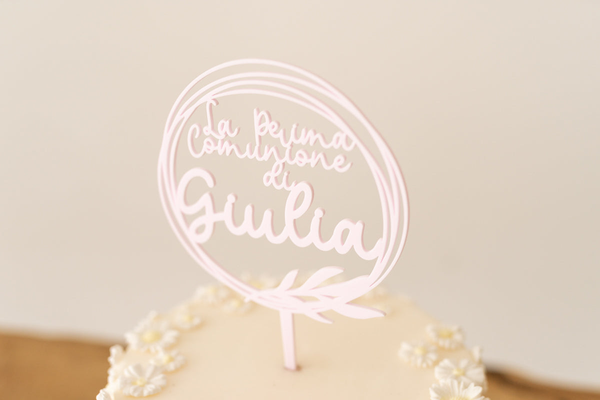 Cake Topper Prima Comunione Personalizzato Floreale