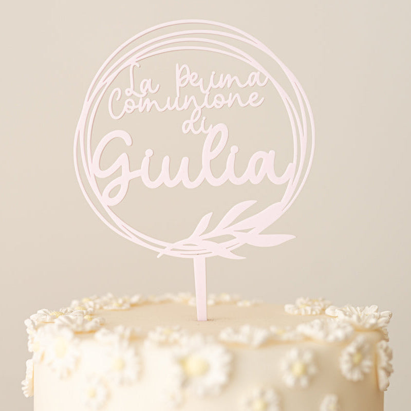 Cake Topper Prima Comunione Personalizzato Floreale