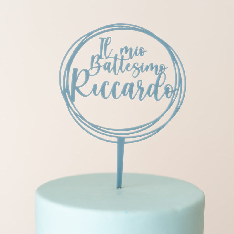 Cake Topper Battesimo Personalizzato Rotondo