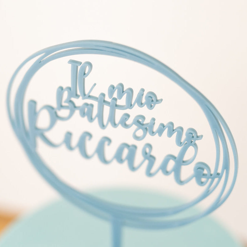 Cake Topper Battesimo Personalizzato Rotondo