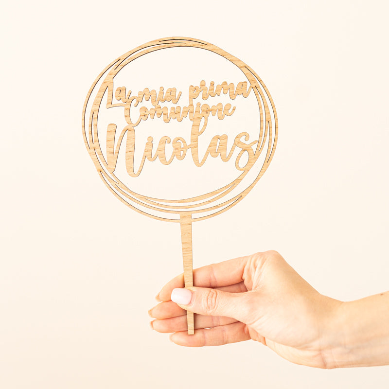 Cake Topper Prima Comunione Personalizzato Rotondo