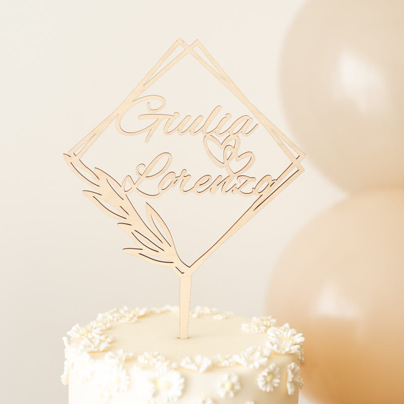 Cake Topper Matrimonio Personalizzato Squadrato