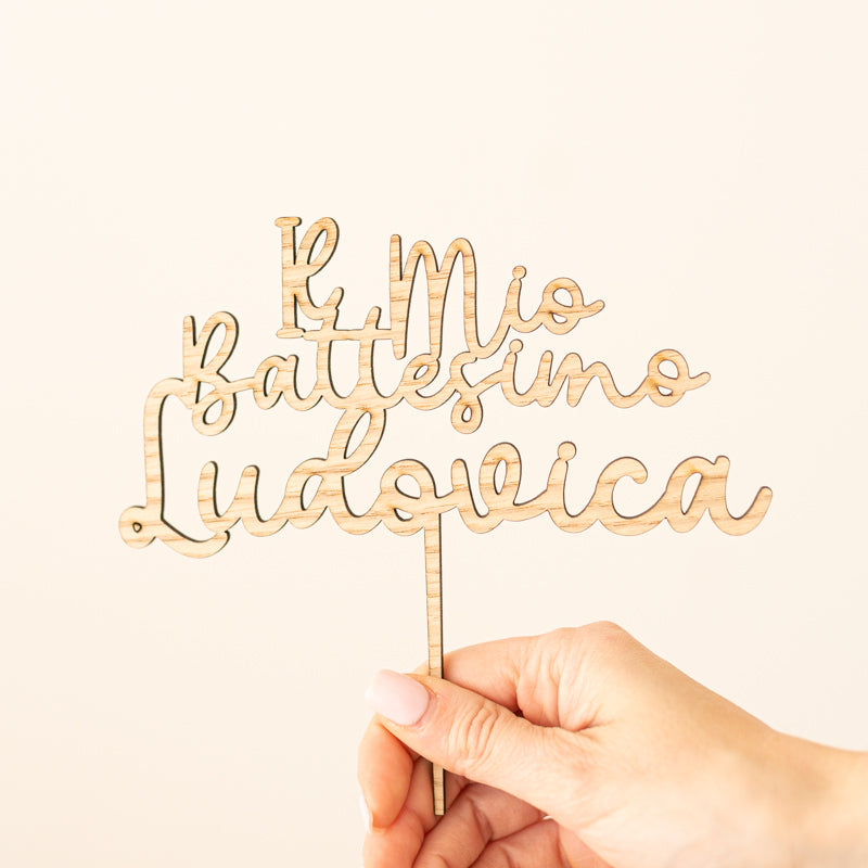 Cake Topper Battesimo Personalizzato con Frase