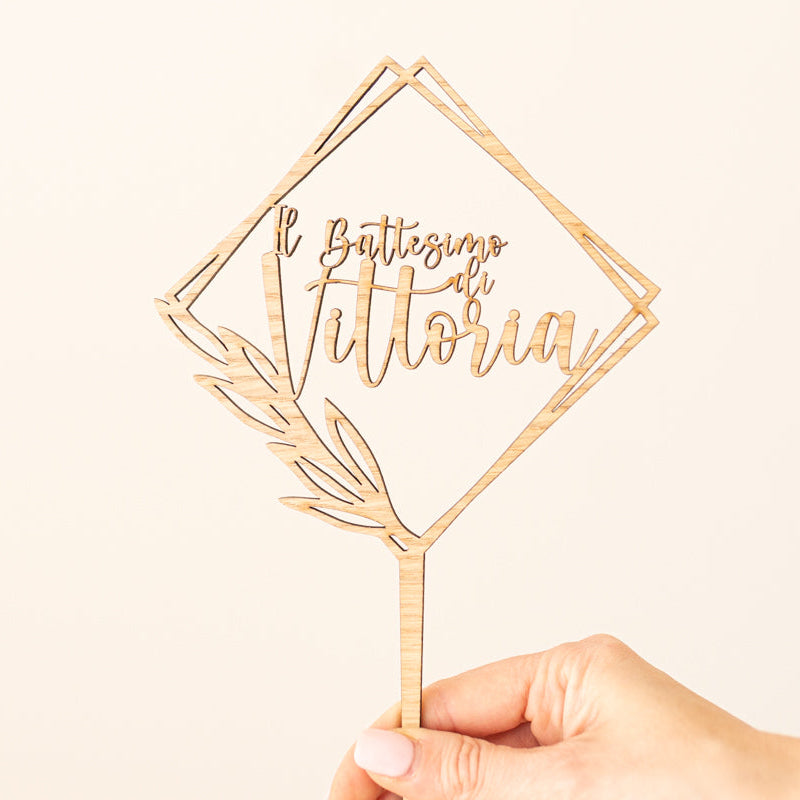 Cake Topper Battesimo Personalizzato Squadrato