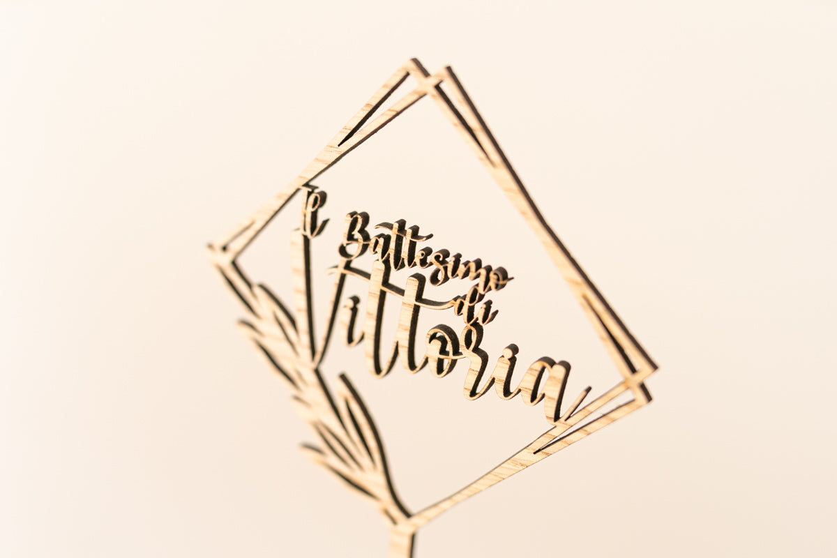Cake Topper Battesimo Personalizzato Squadrato