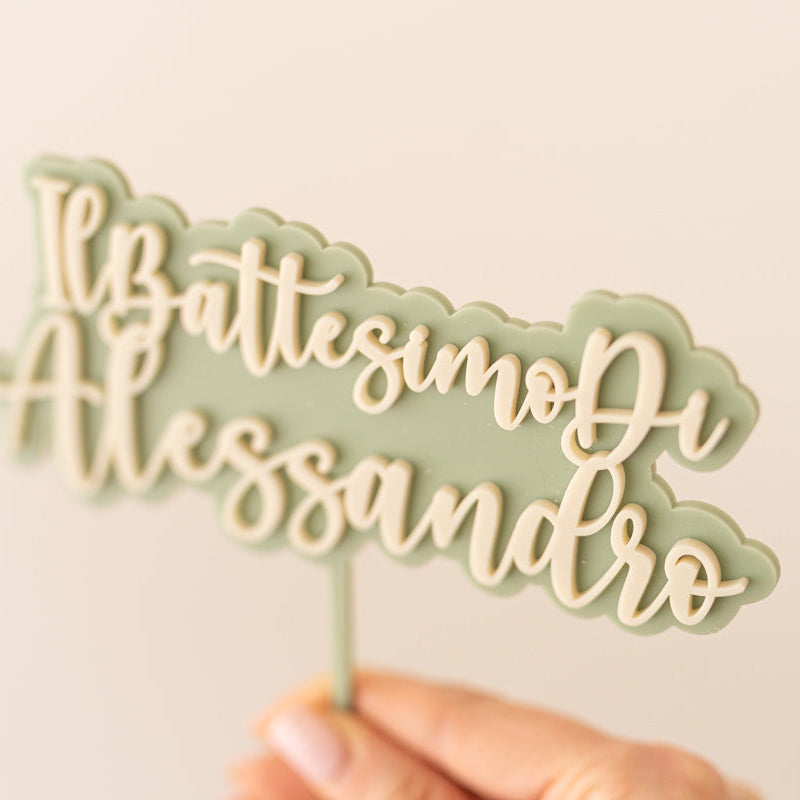 Cake Topper Battesimo Personalizzato Acrilico + Acrilico