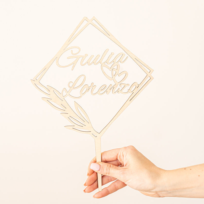 Cake Topper Matrimonio Personalizzato Squadrato