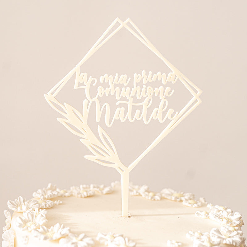 Cake Topper Prima Comunione Personalizzato Squadrato