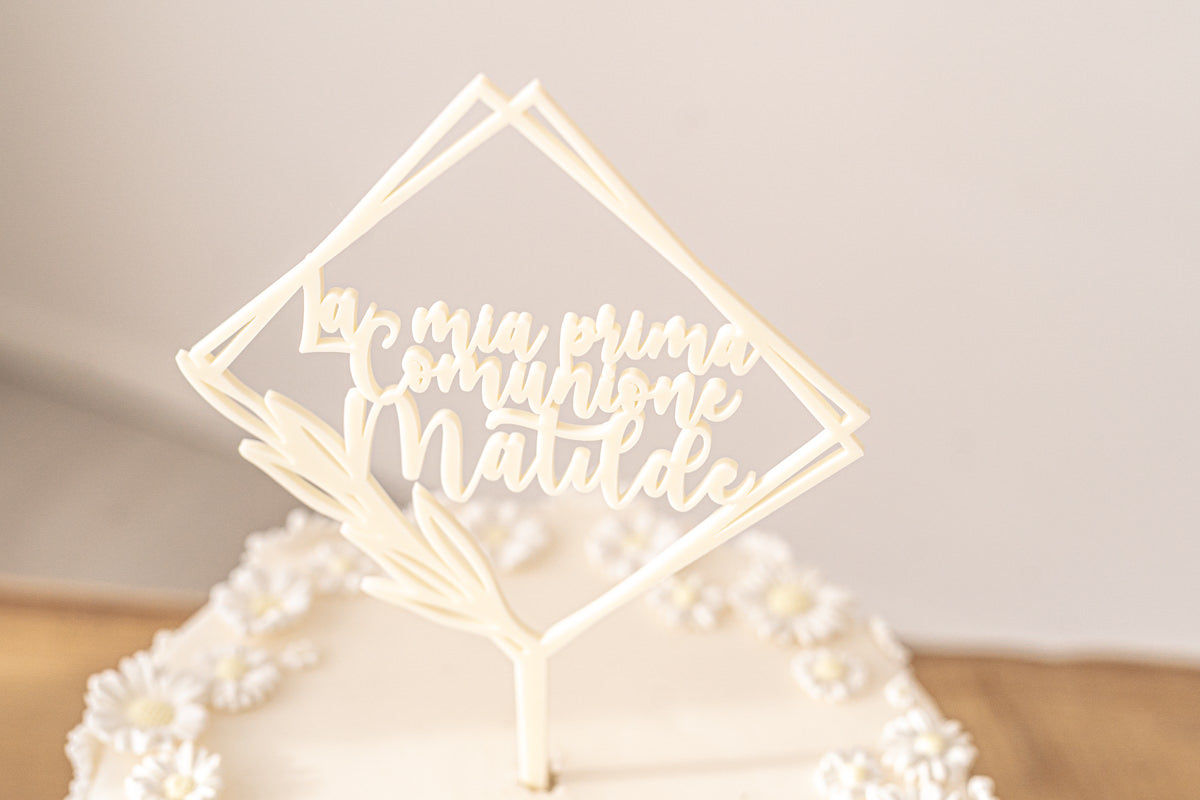 Cake Topper Prima Comunione Personalizzato Squadrato