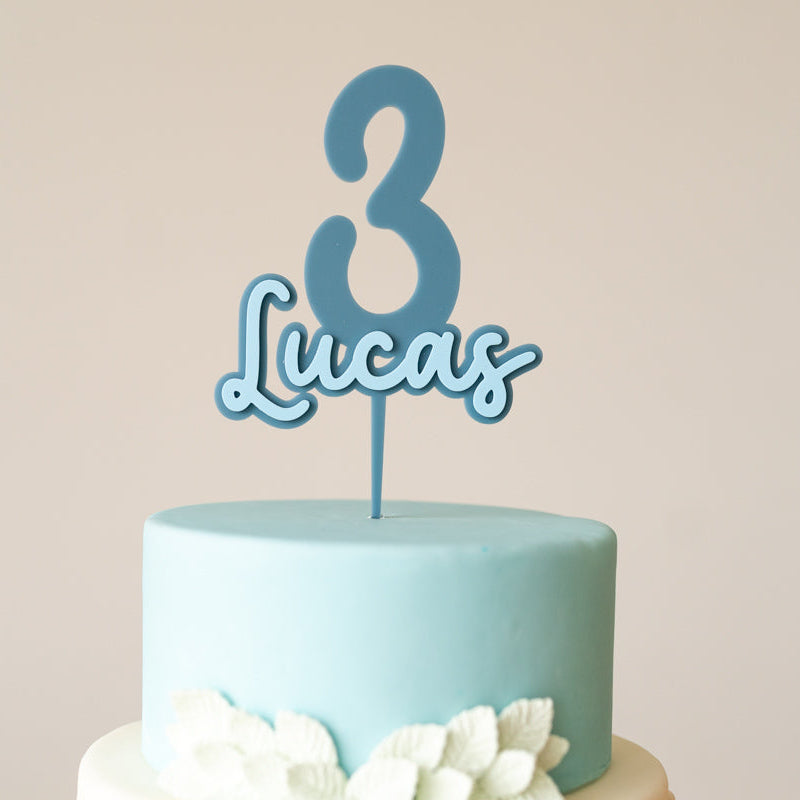 Cake Topper Personalizzato Acrilico + Acrilico con Numero e Nome