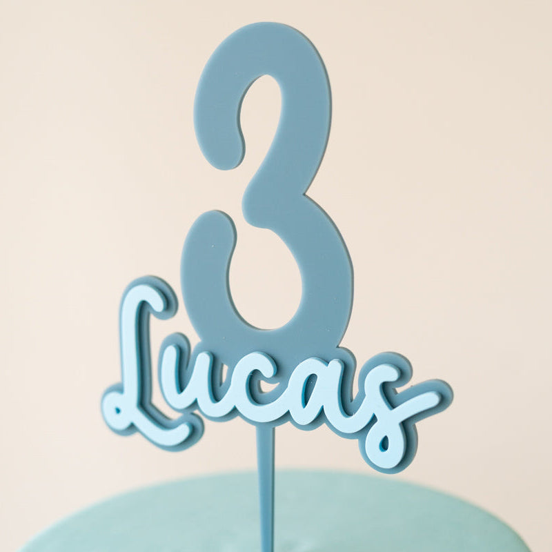 Cake Topper Personalizzato Acrilico + Acrilico con Numero e Nome