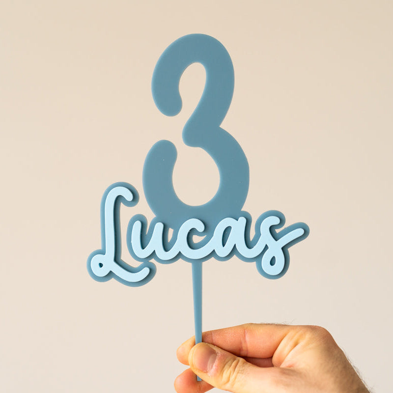 Cake Topper Personalizzato Acrilico + Acrilico con Numero e Nome