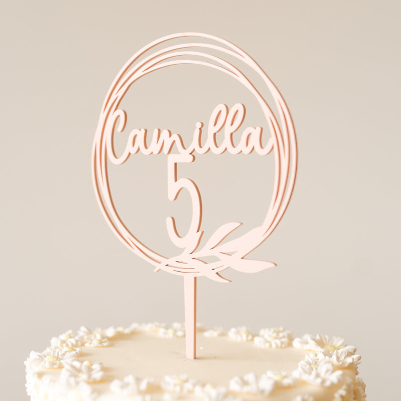 Cake Topper Personalizzato Floreale