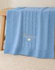 Copertina Treccia Misto Lana Azzurro Polvere