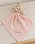 Doudou Orsetto in uncinetto e mussola con ricamo personalizzato