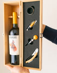 Caja de vino personalizada y 4 accesorios
