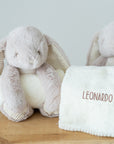 Peluche Coniglietto con Coperta e Nome Ricamato