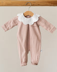 Barboteuse en laine mélangée Rose Antique avec broderie personnalisée