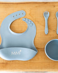 Set Svezzamento in silicone azzurro polvere con Bavaglino personalizzato