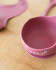Set Svezzamento in silicone rosa antico con Bavaglino personalizzato