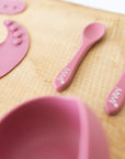 Set Svezzamento in silicone rosa antico con Bavaglino personalizzato
