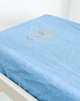 Housse de matelas à langer avec broderie 100% coton
