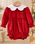 Combinaison chenille de Noël Tartan vert avec broderie personnalisée