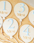 Globos de madera del mes "Mi primer año"