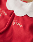 Tutina in Ciniglia Natale Rossa con ricamo personalizzato (collo nuvola)