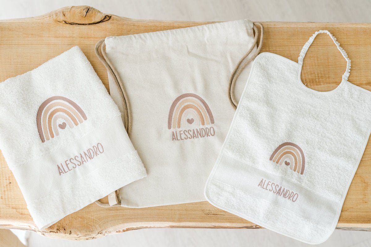 Set Bagno Bambino Set Da Bagno Anna & Pili Per Neonati Asciugamano E Guanto Igienico Cotone Morbido