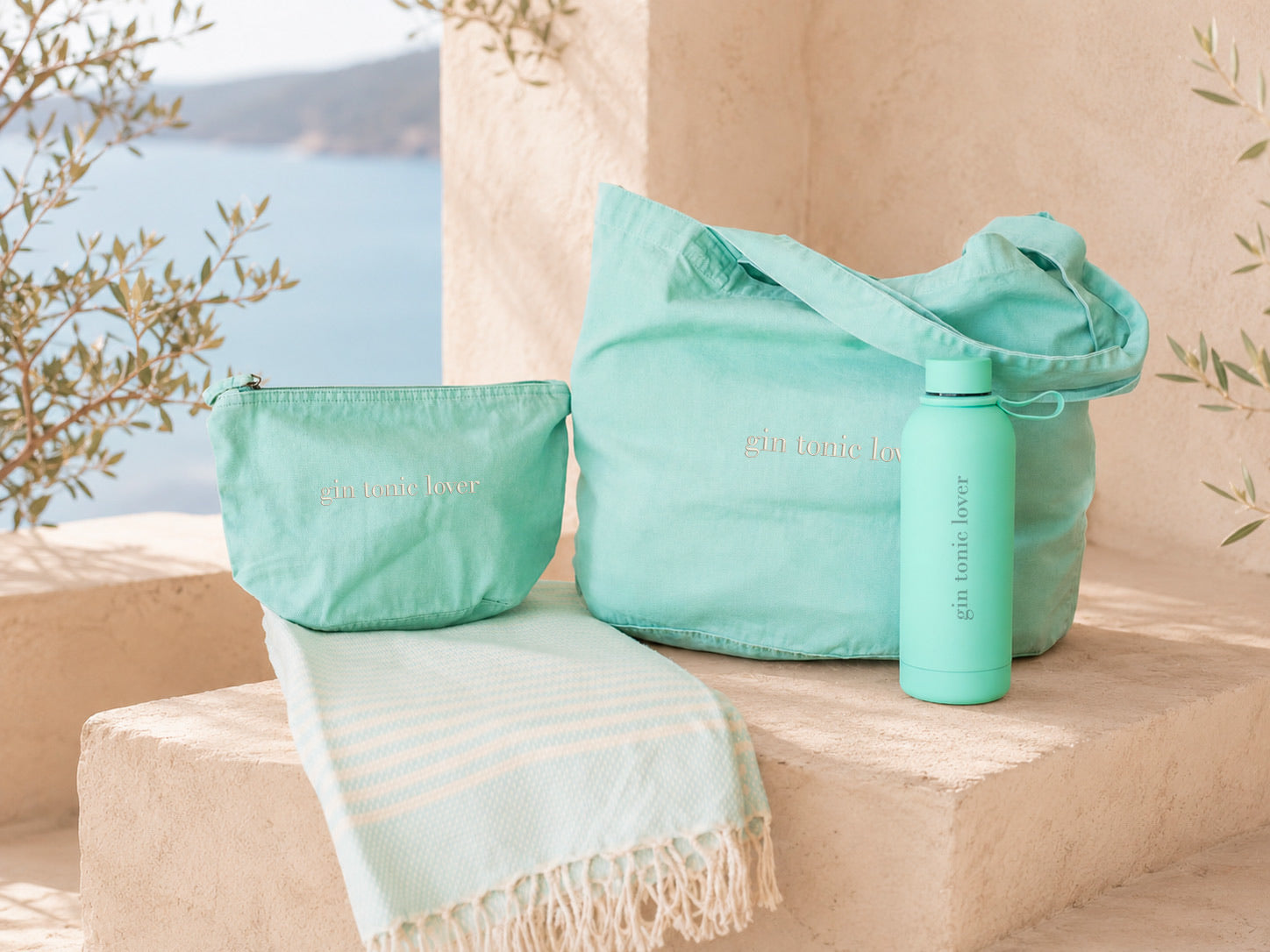 Set Mare "Cinque Terre" (Telo mare+Borsa+Pochette+Borraccia)