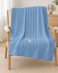 Copertina Treccia Misto Lana Azzurro Polvere