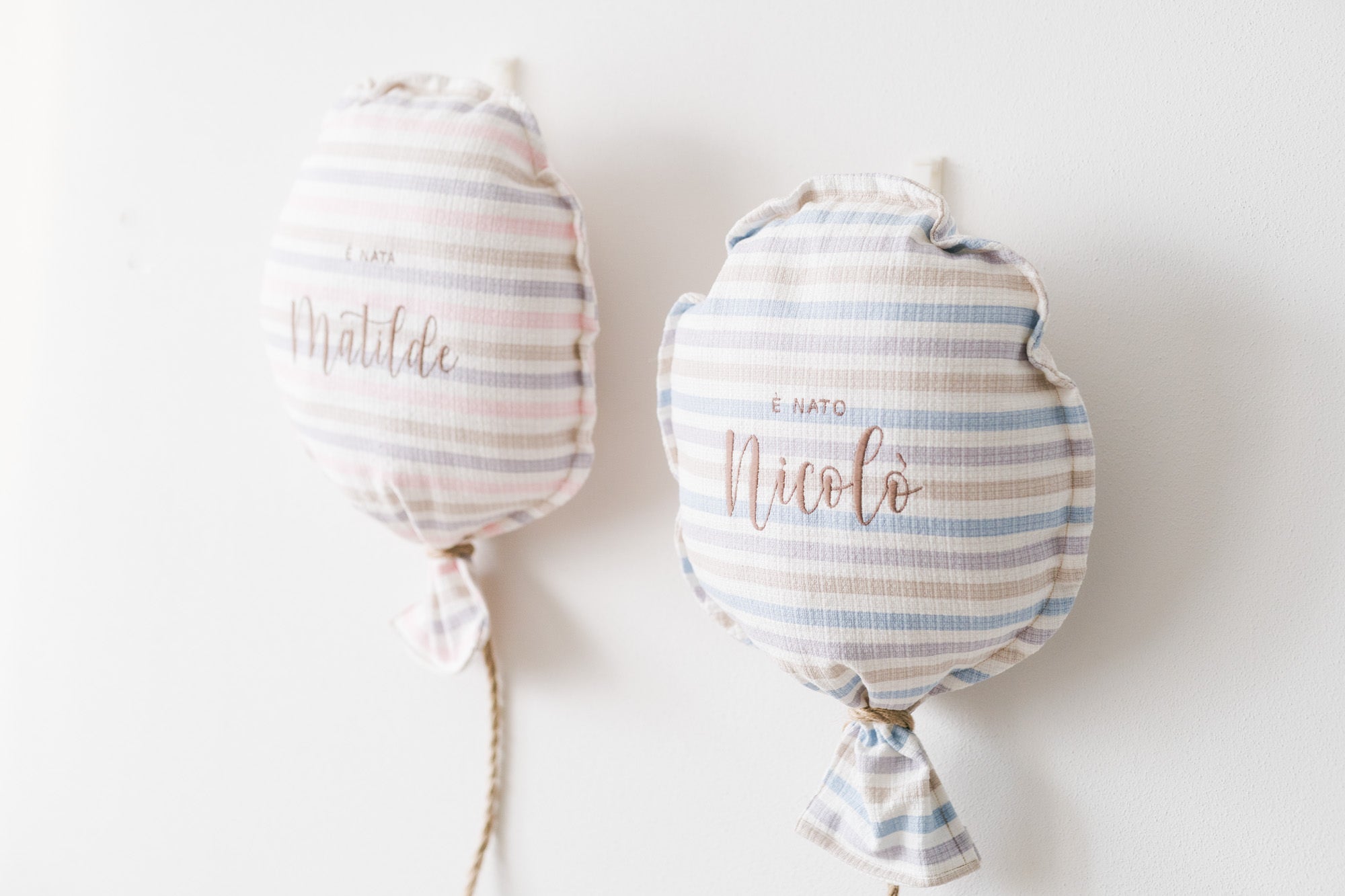 Cuscino a Palloncino in Piquet a Righe personalizzato