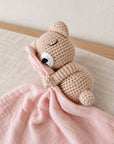 Doudou Orsetto in uncinetto e mussola con ricamo personalizzato