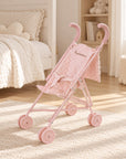 Passeggino Bambole Quadretti Rosa con ricamo personalizzato