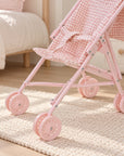 Passeggino Bambole Quadretti Rosa con ricamo personalizzato