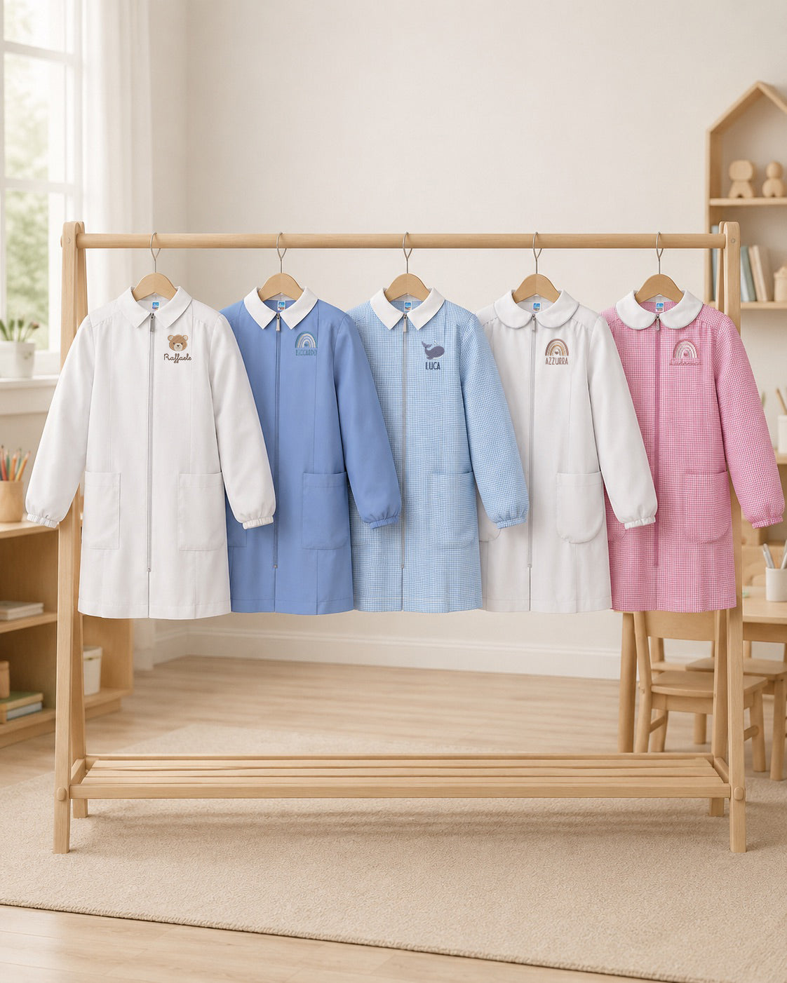 Grembiule Zip asilo personalizzato con ricamo