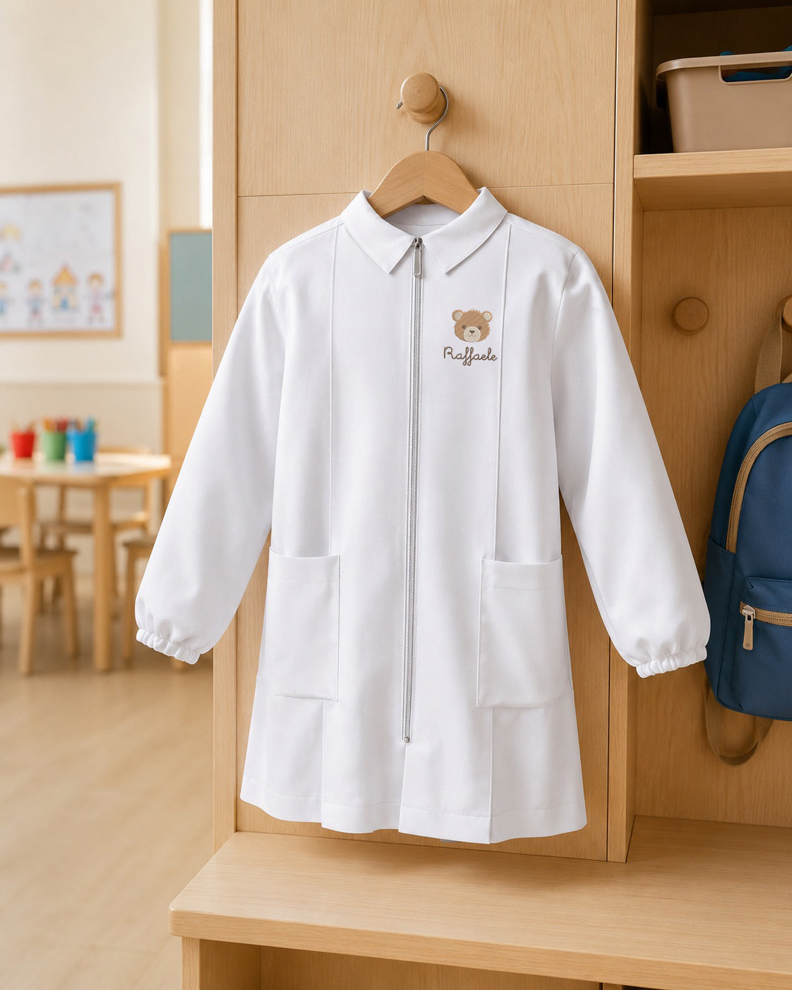 Grembiule Zip asilo personalizzato con ricamo