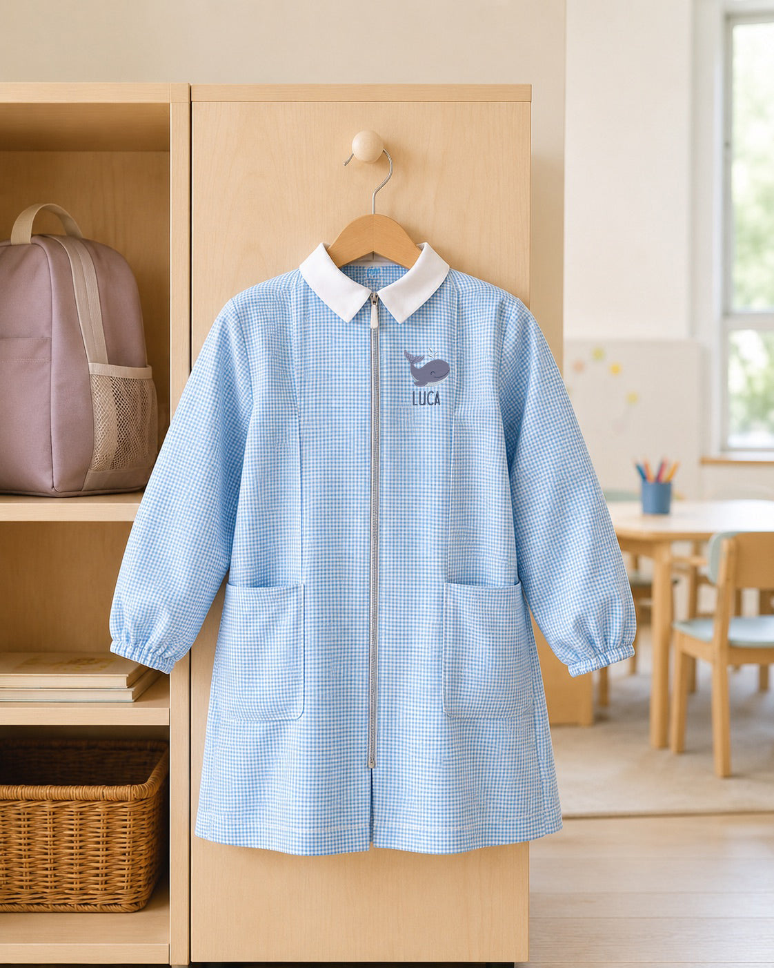 Grembiule Zip asilo personalizzato con ricamo