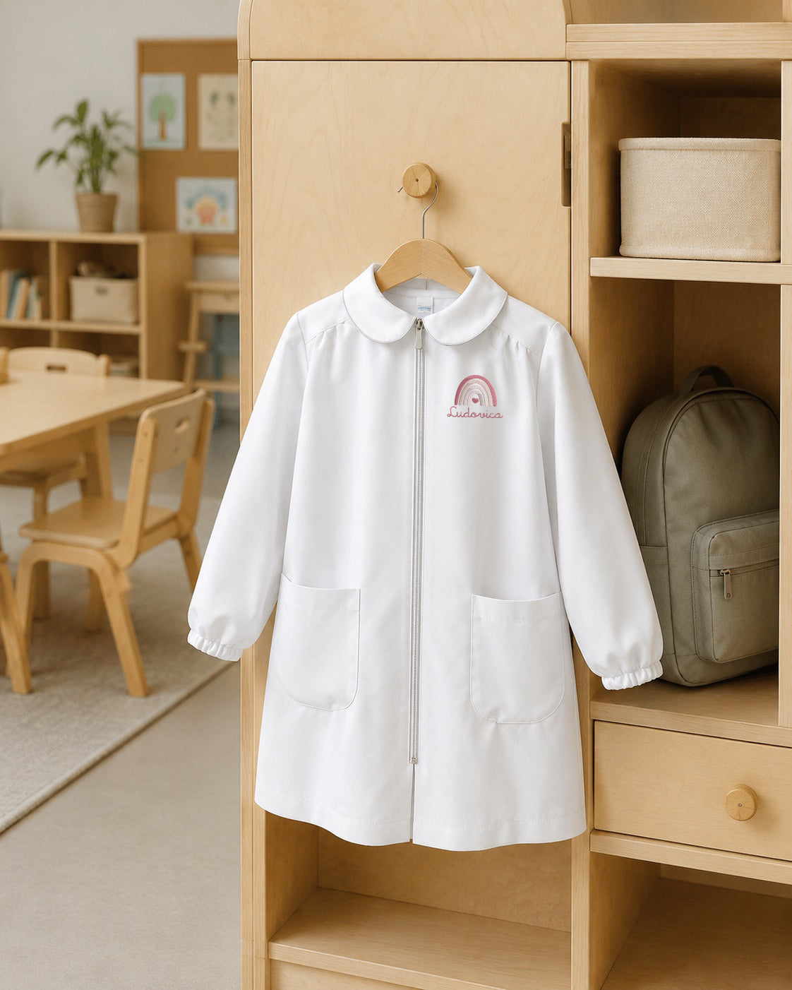 Grembiule Zip asilo personalizzato con ricamo
